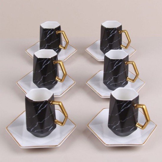 Sefa Porselen Emilia Kahve Takımı (6'lı Siyah) - Pratik Mutfak Ürünleri